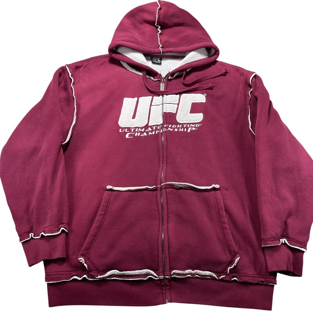 UFC Sweatshirt Mens 3XL Red MMA Full Zip Hoodie Ultimate Fighting Championship